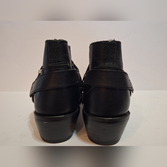 Dingo Women Black Leather Ankle Boots Strap & Silver Buckle Western Size 7.5 - Picture 6 of 10